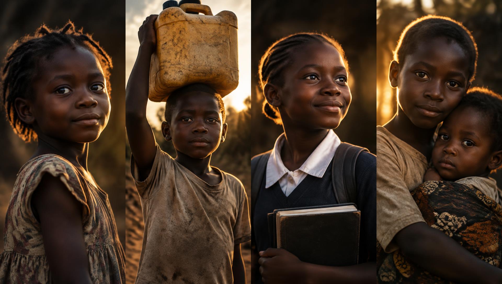 Portraits of people from Ghana, India, Brazil, Syria, the Philippines, Kenya and Peru glowing in warm light